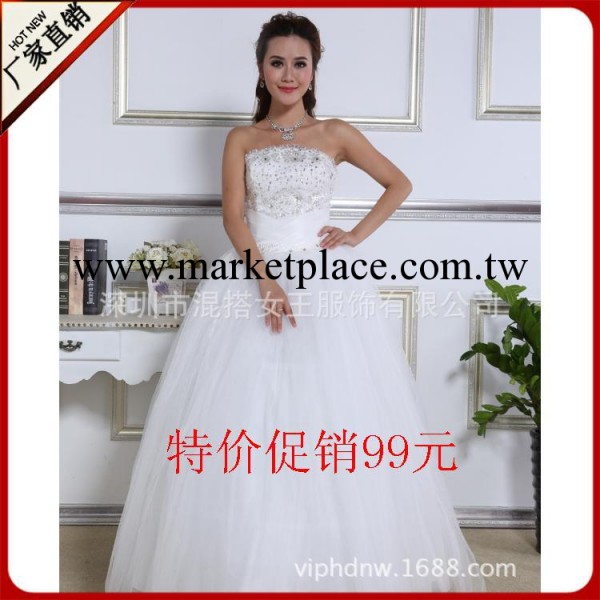 婚紗禮服 鉆飾點綴收腰顯瘦抹胸款婚紗 婚紗批發廠傢 影樓婚紗工廠,批發,進口,代購