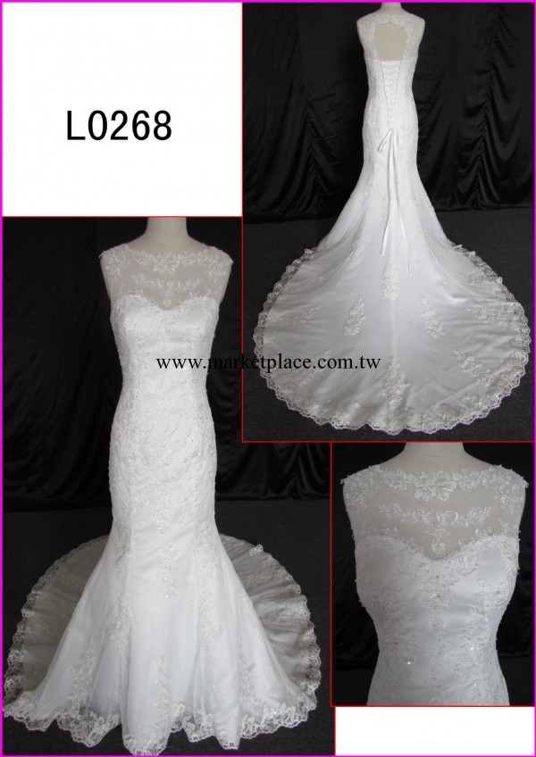 高檔婚紗批發  仿法國蕾絲婚紗  魚尾婚紗 新娘服飾 後背綁帶工廠,批發,進口,代購
