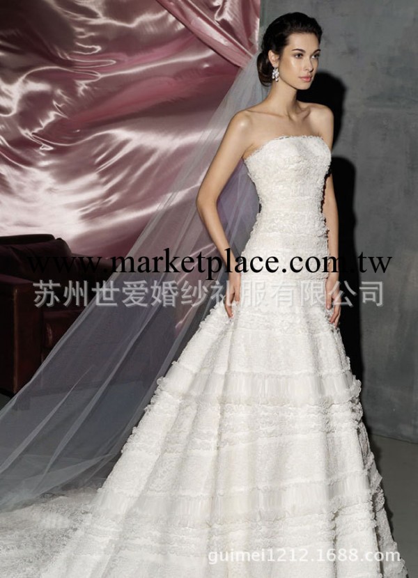 高級婚紗 量身定做 拖尾婚紗 外貿出口做工 烏克蘭婚紗 V050工廠,批發,進口,代購
