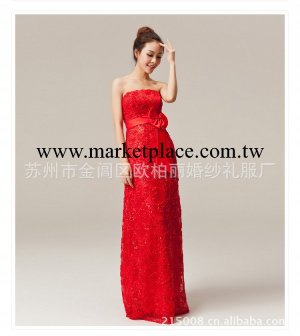 供應婚紗 新娘紅色蕾絲晚裝 晚禮服 批發定做批發・進口・工廠・代買・代購