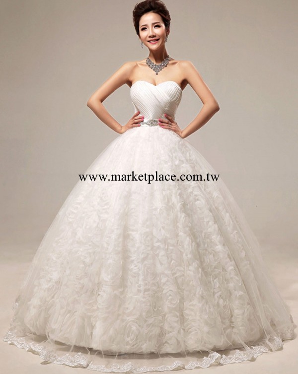 新款2014新品天使純色 抹胸鑲鉆 齊地蓬蓬簡約復古典婚紗438工廠,批發,進口,代購