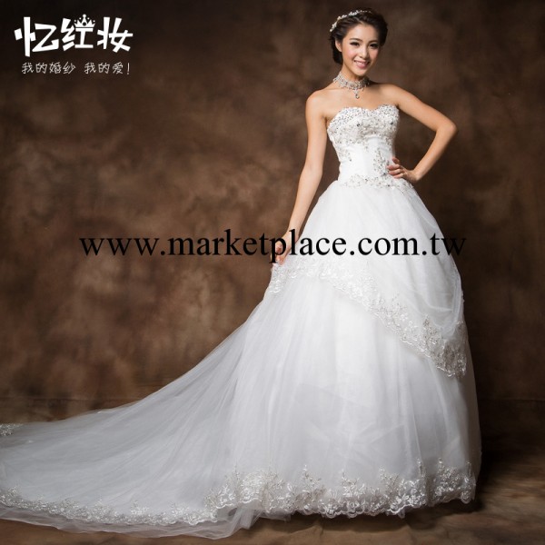 2013秋冬新品抹胸優雅蕾絲蓬蓬裙 時尚拖尾中腰婚紗H13833工廠,批發,進口,代購