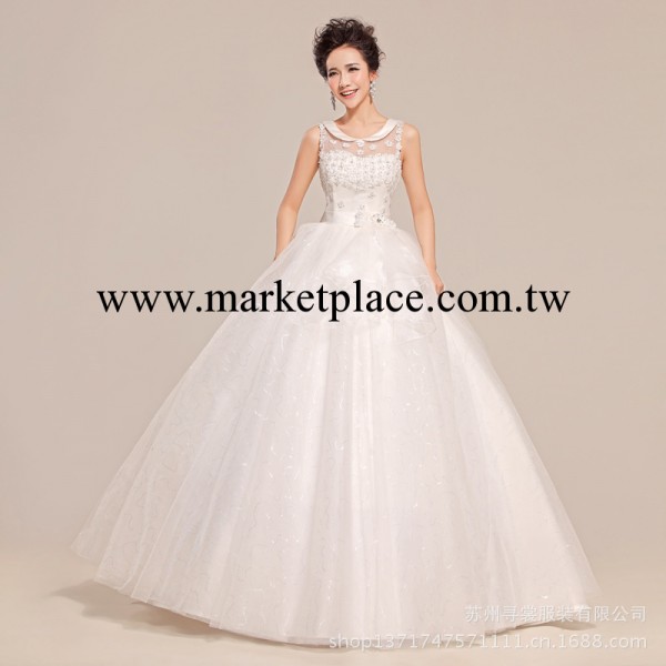 2013新款婚紗 蓬蓬裙 齊地 一字肩花朵抹胸婚紗工廠,批發,進口,代購