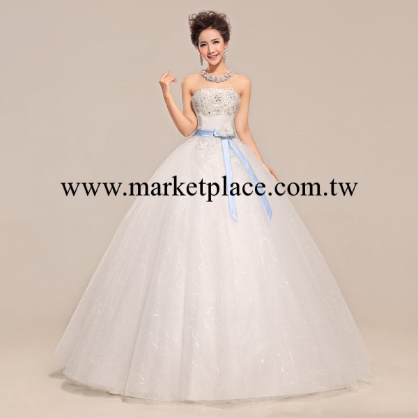 精品婚紗禮服定制 高腰絲帶超顯身材簡約高雅帶鉆婚紗HS031工廠,批發,進口,代購