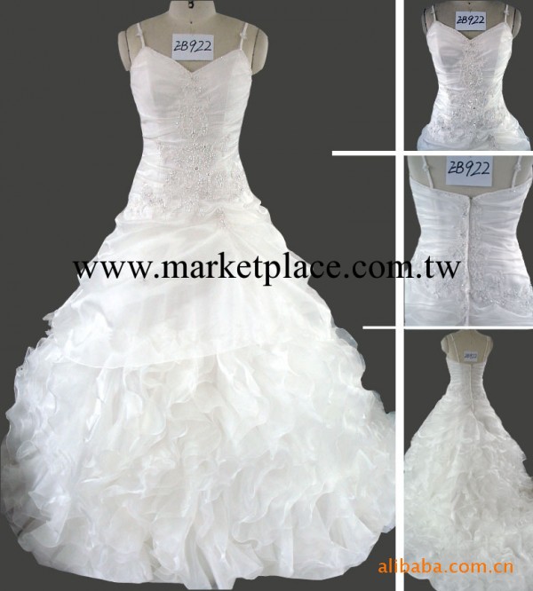 【KAL婚紗】Lily系列 EB922 手工釘珠吊帶V領拖尾型婚紗工廠,批發,進口,代購