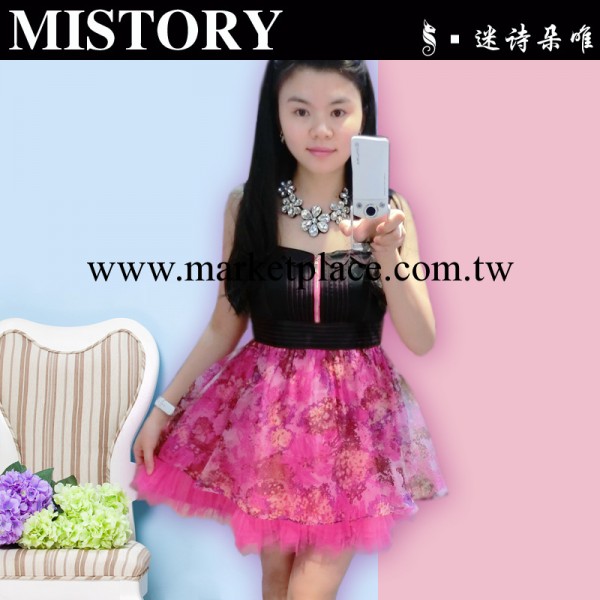 歐洲站 時尚高檔精品女裝 無袖吊帶連衣裙 百折蓬蓬裙 8826工廠,批發,進口,代購