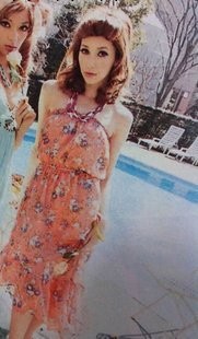 秒殺現貨不退換 vivi 6月 lena著花柄吊帶收腰連衣裙/長裙026工廠,批發,進口,代購