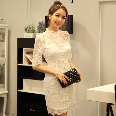 韓國東大門來自星星的你全智賢千頌伊同款蕾絲春裝白色連衣裙616批發・進口・工廠・代買・代購