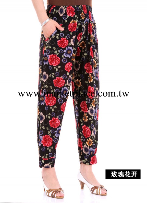 【網格】冰絲涼爽中老年媽媽裝夏裝大碼女褲子七分九分燈籠褲工廠,批發,進口,代購