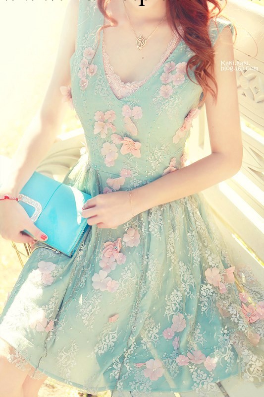 2014新款立體花朵連衣裙 ASUKA立體訂花朵蕾絲連衣裙度假裙子批發・進口・工廠・代買・代購