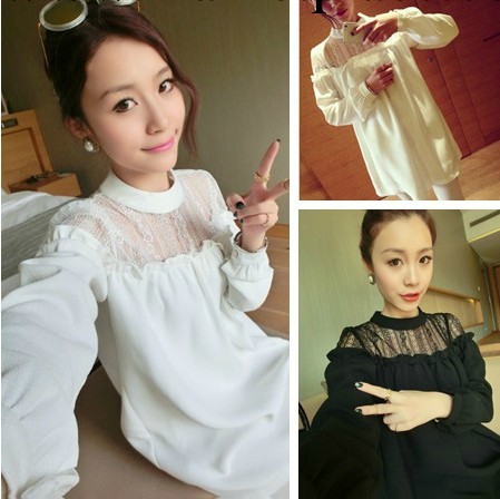 春季女裝蕾接拼雪紡名媛寬松絲連衣裙工廠,批發,進口,代購