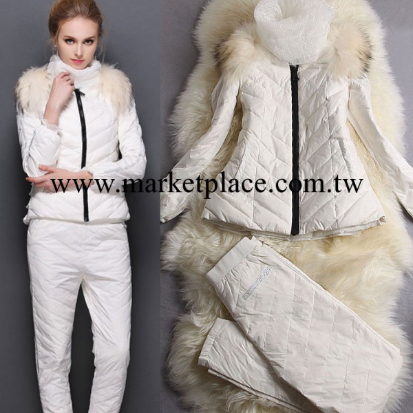 2013冬季新款 蕾絲高領白鴨絨休閒運動羽絨衣三件套女式棉衣套裝批發・進口・工廠・代買・代購