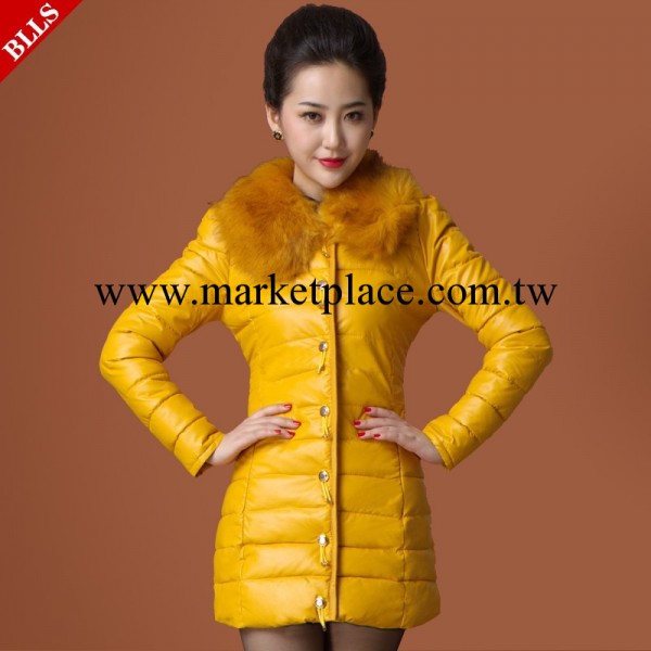 2013冬季新款女羽絨衣正品 歐美大毛領中長款修身中國結保暖外套工廠,批發,進口,代購