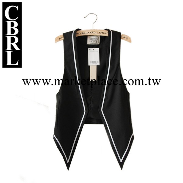 CBRL明星章子怡同款 秋冬新款氣質拼接黑白撞色馬甲批發 女馬夾Y工廠,批發,進口,代購