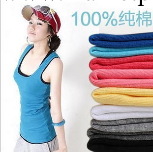 女士100%純棉中長款打底全棉細螺紋/莫代爾工字背心批發工廠,批發,進口,代購