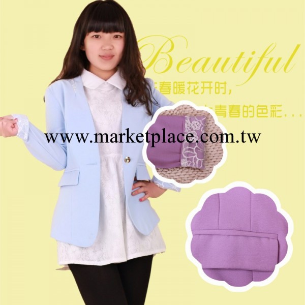 2014春裝新款韓版小西裝 女式修身一粒扣氣質蕾絲長袖外套批發批發・進口・工廠・代買・代購