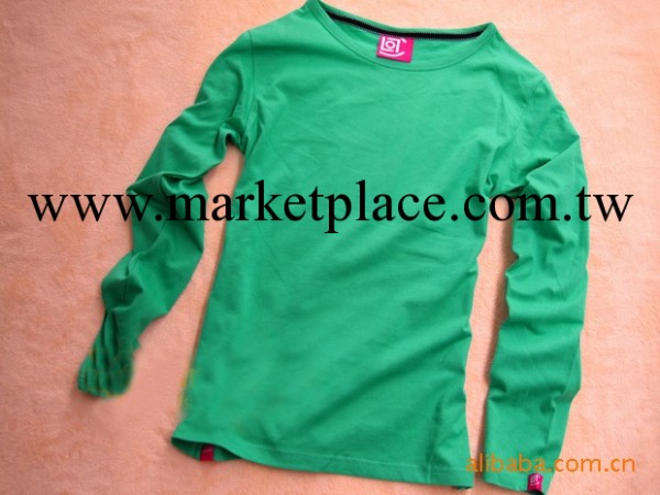 女式綠色長袖空白T恤 打底衫 純棉手繪 熱轉印T批發・進口・工廠・代買・代購