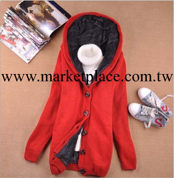 2014新款冬季韓版女裝毛衣批發加絨內膽毛衣外套加厚連帽蝙蝠外套批發・進口・工廠・代買・代購
