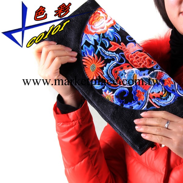 雲南民族風包包 鯉魚刺繡繡花 牛皮單肩斜挎手拿包 真皮女包批發工廠,批發,進口,代購