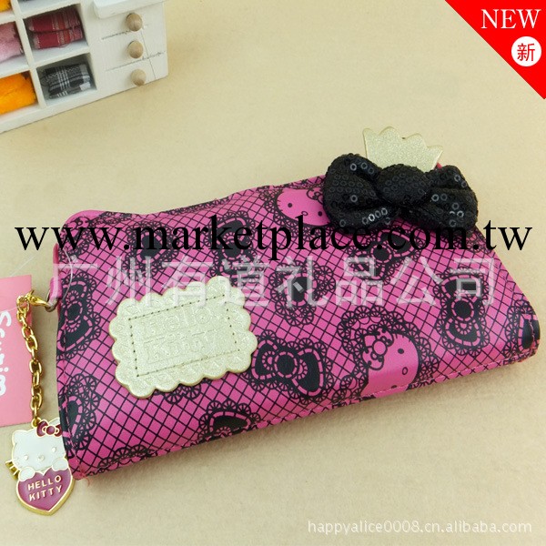 新款日本sanrio hello kitty女士錢夾周邊蕾絲紋 凱蒂貓長款錢包工廠,批發,進口,代購