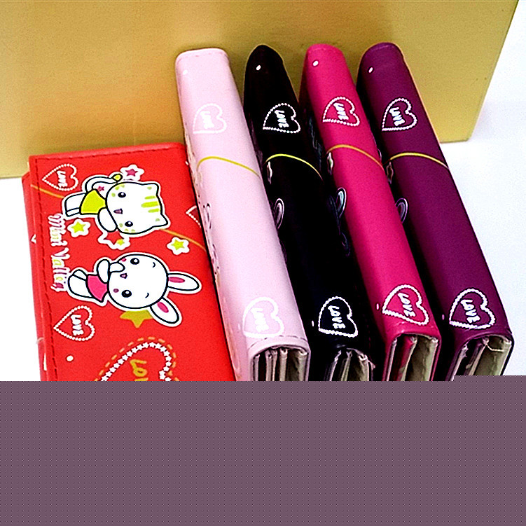 多色卡通中長款優質人造皮革女款錢包 名片包 卡包 花紋錢夾錢包工廠,批發,進口,代購
