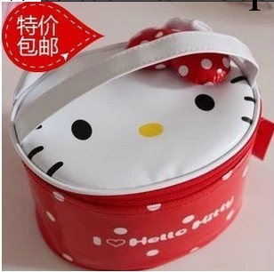 出口精品hello kitty韓國外貿可愛蝴蝶結女士圓桶收納化妝包工廠,批發,進口,代購