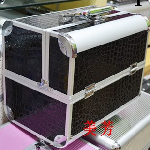 大號雙開 鋁合金化妝箱 專業大容量 化妝師專用化妝箱 黑色鱷工廠,批發,進口,代購
