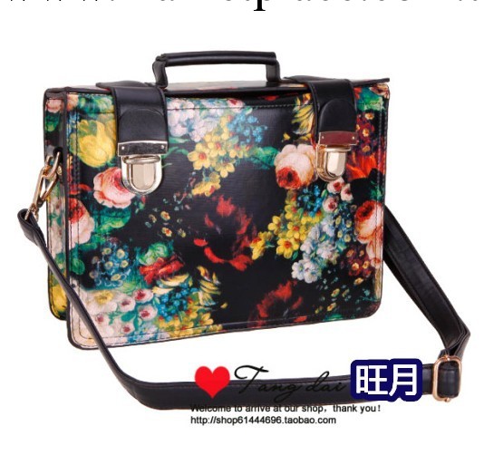 2014新款時尚潮流單肩背花朵手提包油畫臂包斜挎包插鎖定型女包包工廠,批發,進口,代購