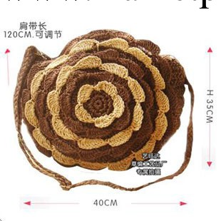 廠傢直銷批發訂做新款韓版大花朵斜跨牡丹花沙灘包編織包26*工廠,批發,進口,代購