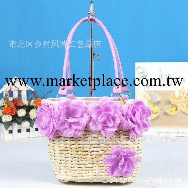 玉米皮五朵花/鄉村風情/植物手工藝制品/歐美日韓原單草編包工廠,批發,進口,代購