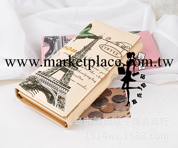 淘寶熱銷埃菲爾鐵塔磁扣長錢包包 女士時尚錢夾零錢手拿包 批發價工廠,批發,進口,代購