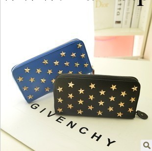 韓版錢包 女 新款復古星星鉚釘長款女士錢包 皮夾手拿包批發工廠,批發,進口,代購