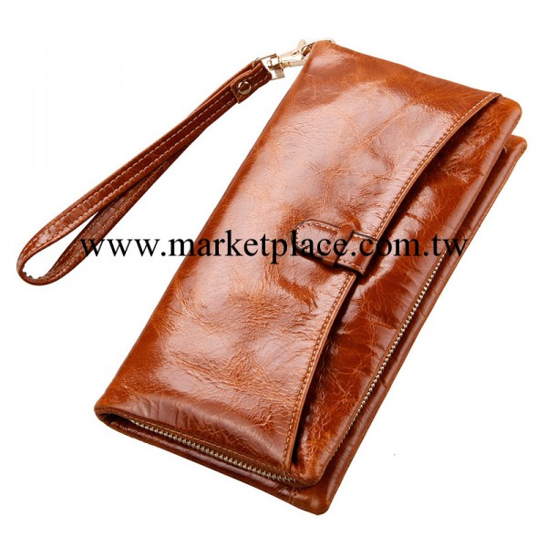廠傢批發2014新品油蠟皮長款真皮女士錢包歐美時尚拉鏈女式手拿包工廠,批發,進口,代購