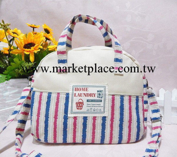 彩條單拉手提斜挎兩用包  田園佈藝挎包 韓版單肩包工廠,批發,進口,代購