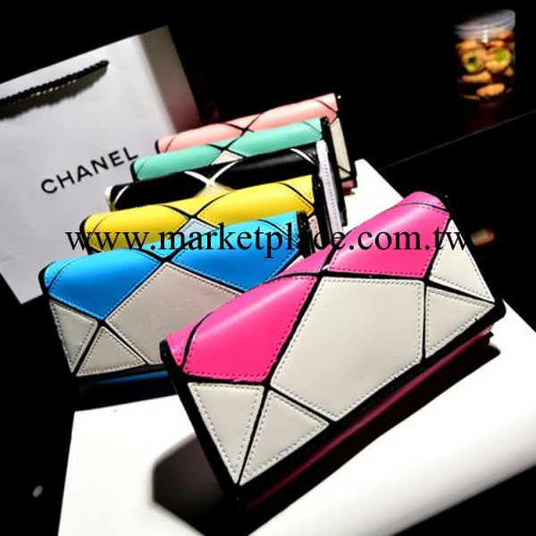 莎瑪特新款時尚撞色拼接手拿包女士長款錢包卡包批發工廠,批發,進口,代購