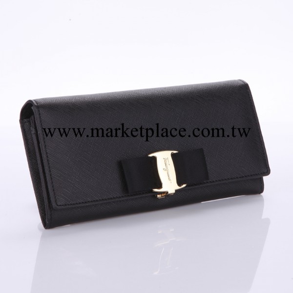 fa蝴蝶結手拿包菲拉女多夾層長款錢包簡約十字紋真皮牛皮手拿包工廠,批發,進口,代購