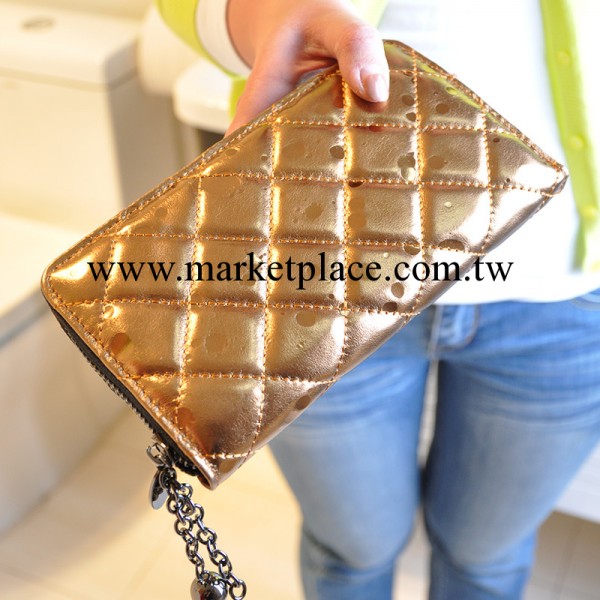 歐美2014新款時尚小香風長款女士錢包菱格繡線錢夾手拿包手包批發工廠,批發,進口,代購