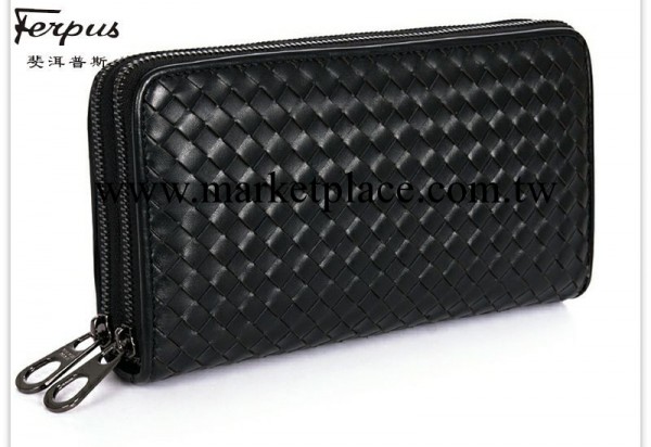 Ferpus牛皮雙拉鏈手拿包 韓版鏤空商務休閒男包 品牌真皮男包工廠,批發,進口,代購