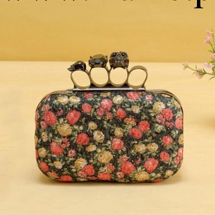 2014新款歐美晚宴包 骷髏頭戒指手拿包單肩時尚田園碎花小包批發工廠,批發,進口,代購