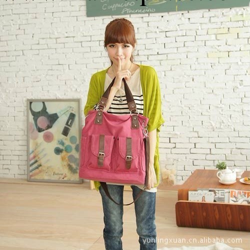 帆佈女包 單肩帆佈包 兩用包單肩斜挎包 1158棗紅 廣州女包批發工廠,批發,進口,代購