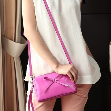 千姿百袋 2014新款牛皮女包日韓風蝶結斜挎手拿包斜挎包Y21197工廠,批發,進口,代購