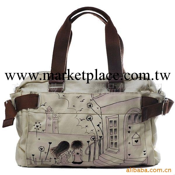 漫兒2011新款手繪包帆佈包 愛在身邊 單肩斜挎兩用包 日韓休閒包工廠,批發,進口,代購