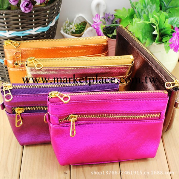 新款上市女式手拿包 實用零錢包手機包 雙拉鏈PU 錢包手機鑰匙包工廠,批發,進口,代購