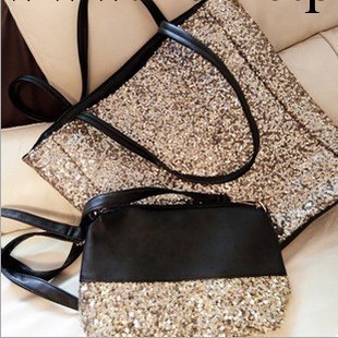 13年秋款金銀閃亮兩色包正反兩用女包亮片子母包單肩包百搭潮包2l工廠,批發,進口,代購