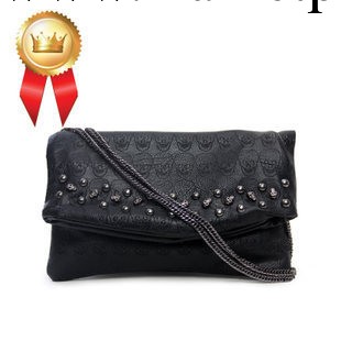 新款歐美女士小包 骷髏頭鉚釘翻蓋手提單肩包 潮時尚手拿包工廠,批發,進口,代購