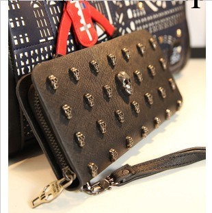 zara專櫃正品代購骷髏頭包包2013新款潮女士錢包長款錢夾手拿包潮工廠,批發,進口,代購