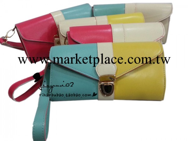 手拿女包 2014新款韓版拼色純色手拿包女包迷你小包包斜挎包工廠,批發,進口,代購