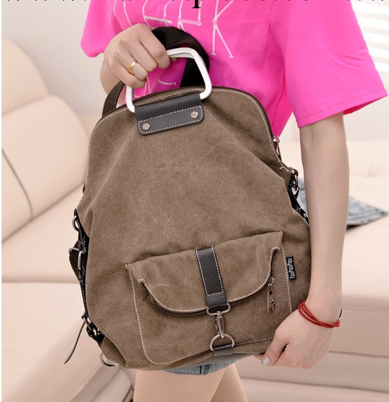 休閒雙肩包 帆佈女包 單肩斜跨手提多用包包批發 韓版時尚旅行包工廠,批發,進口,代購