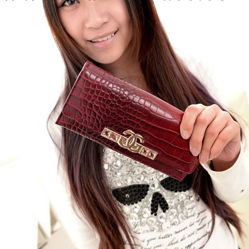 2014新款女包歐美潮蜥蜴紋油皮長款錢包女式錢包三折疊手拿包工廠,批發,進口,代購