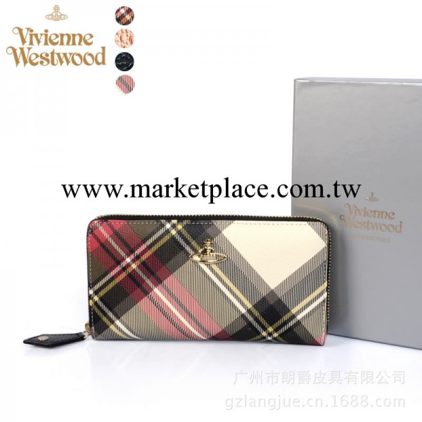 現貨批發薇薇安土星長款拉鏈復古經典紅格子紅色錢包手拿包皮夾工廠,批發,進口,代購